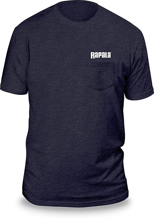 Rapala Next Level T Shirt Navy Blue-Left Pocket White Logo Large