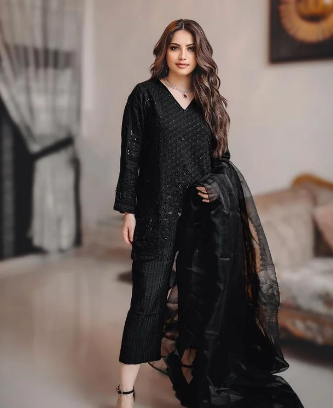 Neelam Muneer in black dress