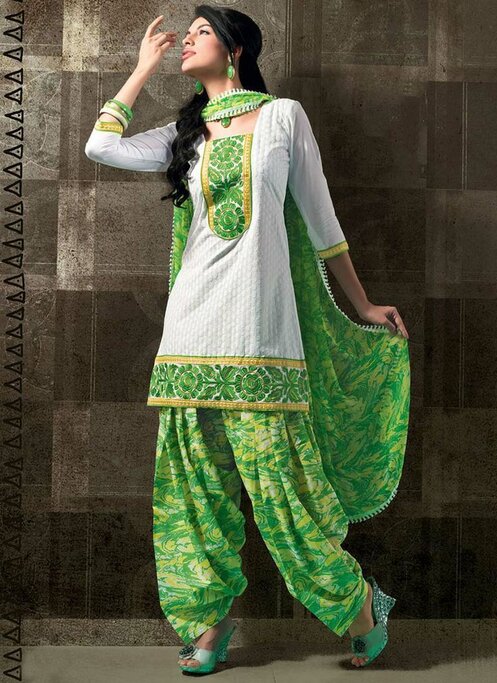 White and green Kurtas with print all over
