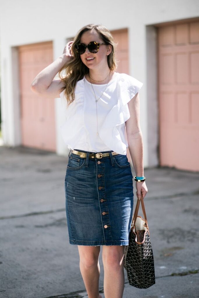High Waisted Skirts And Ruffle Top