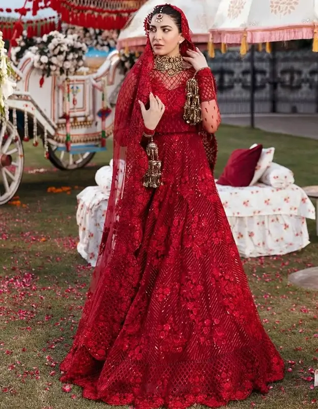 Naimal Khan red wedding dress