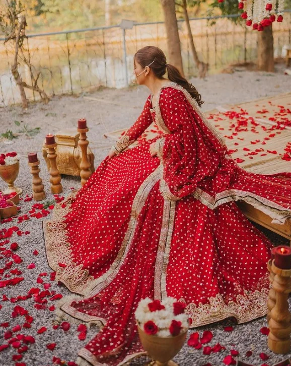 Dananeer in red bridal dress