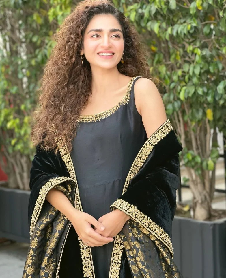 Hajra Yamin in black dress