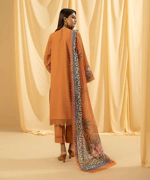 3 PIECE - DYED EMBROIDERED COTTON JACQUARD SUIT back
