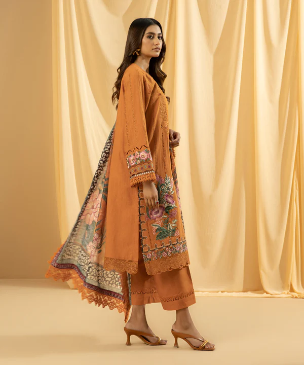 3 PIECE - DYED EMBROIDERED COTTON JACQUARD SUIT side